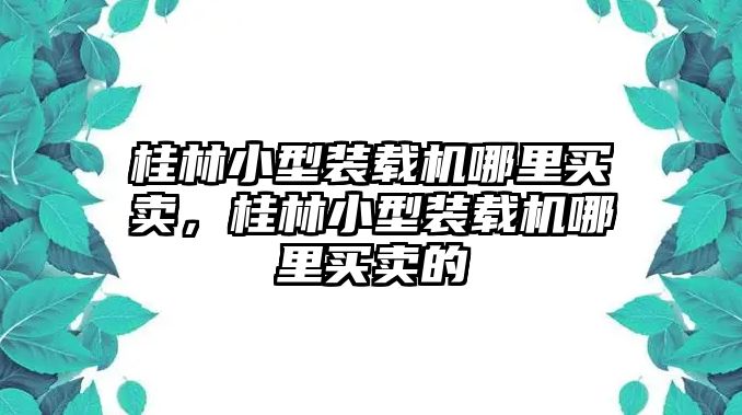 桂林小型裝載機(jī)哪里買賣，桂林小型裝載機(jī)哪里買賣的