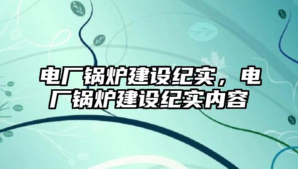 電廠鍋爐建設紀實，電廠鍋爐建設紀實內(nèi)容