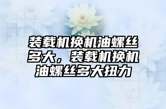 裝載機換機油螺絲多大，裝載機換機油螺絲多大扭力