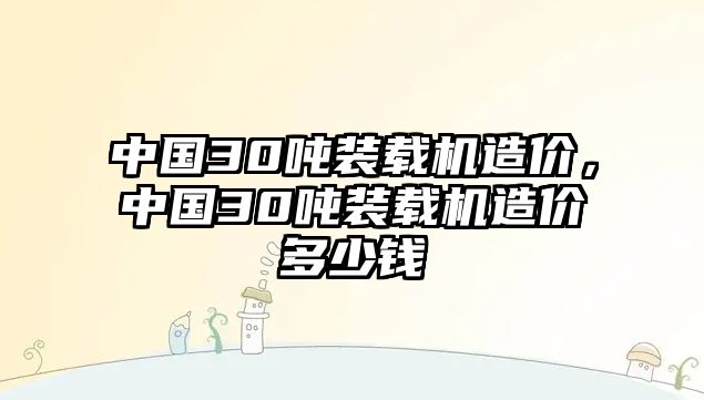 中國30噸裝載機造價，中國30噸裝載機造價多少錢