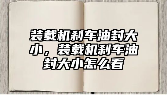 裝載機剎車油封大小，裝載機剎車油封大小怎么看