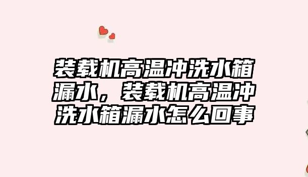 裝載機高溫沖洗水箱漏水，裝載機高溫沖洗水箱漏水怎么回事