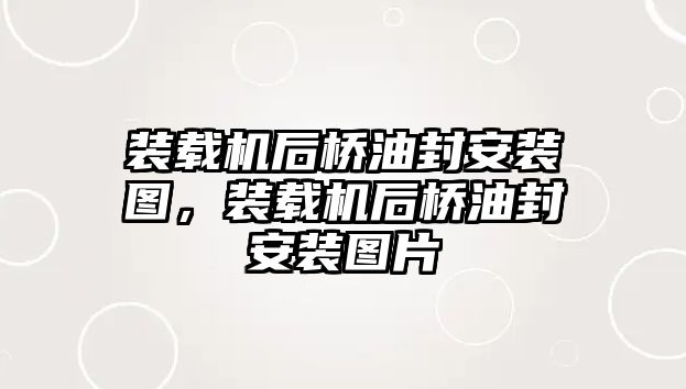 裝載機后橋油封安裝圖，裝載機后橋油封安裝圖片