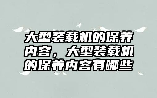 大型裝載機的保養(yǎng)內(nèi)容，大型裝載機的保養(yǎng)內(nèi)容有哪些