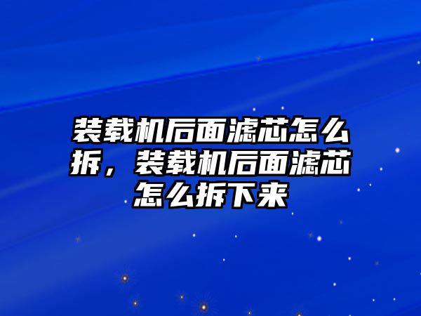 裝載機(jī)后面濾芯怎么拆，裝載機(jī)后面濾芯怎么拆下來