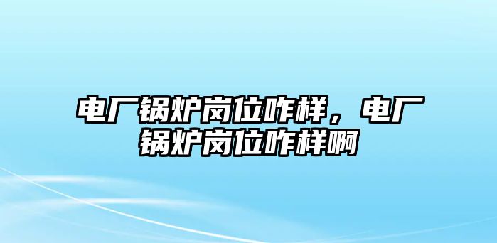 電廠鍋爐崗位咋樣，電廠鍋爐崗位咋樣啊