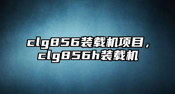 clg856裝載機(jī)項(xiàng)目，clg856h裝載機(jī)