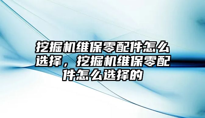 挖掘機維保零配件怎么選擇，挖掘機維保零配件怎么選擇的