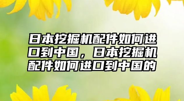 日本挖掘機配件如何進口到中國，日本挖掘機配件如何進口到中國的