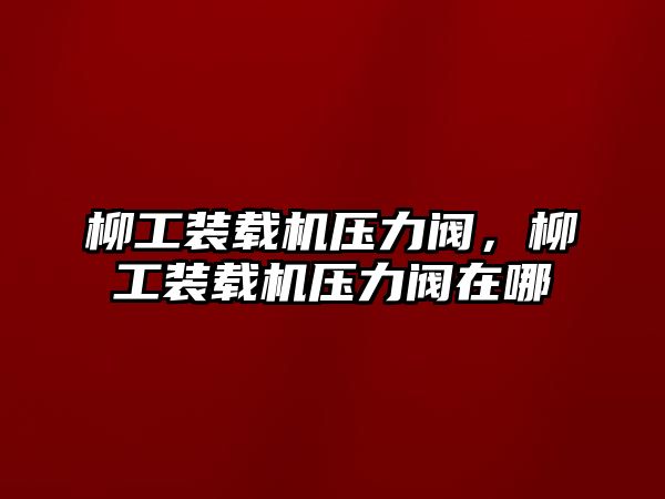 柳工裝載機壓力閥，柳工裝載機壓力閥在哪