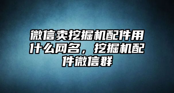 微信賣挖掘機配件用什么網(wǎng)名，挖掘機配件微信群