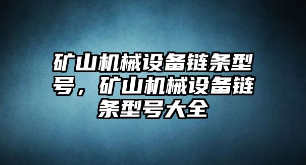 礦山機械設備鏈條型號，礦山機械設備鏈條型號大全