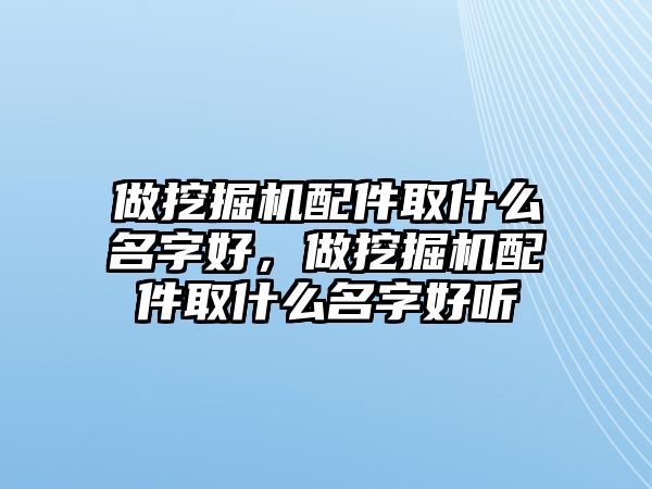 做挖掘機配件取什么名字好，做挖掘機配件取什么名字好聽