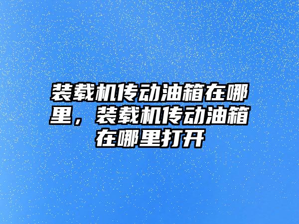 裝載機傳動油箱在哪里，裝載機傳動油箱在哪里打開