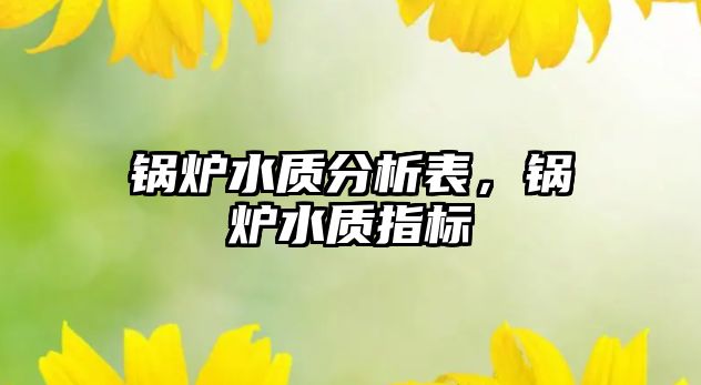 鍋爐水質(zhì)分析表，鍋爐水質(zhì)指標(biāo)