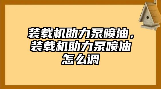 裝載機(jī)助力泵噴油，裝載機(jī)助力泵噴油怎么調(diào)