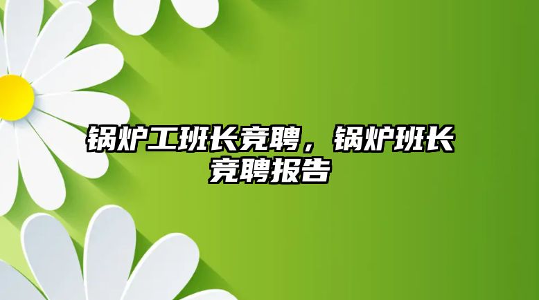 鍋爐工班長(zhǎng)競(jìng)聘，鍋爐班長(zhǎng)競(jìng)聘報(bào)告