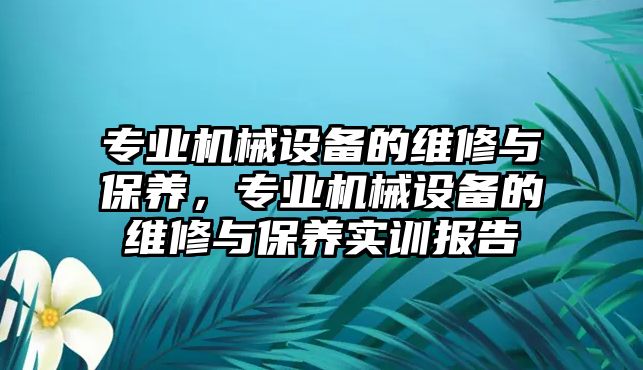 專業(yè)機(jī)械設(shè)備的維修與保養(yǎng)，專業(yè)機(jī)械設(shè)備的維修與保養(yǎng)實(shí)訓(xùn)報(bào)告