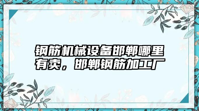 鋼筋機械設備邯鄲哪里有賣，邯鄲鋼筋加工廠