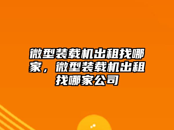 微型裝載機出租找哪家，微型裝載機出租找哪家公司