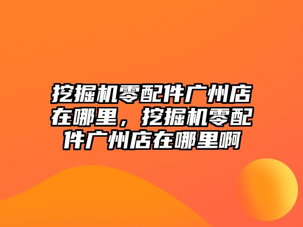 挖掘機零配件廣州店在哪里，挖掘機零配件廣州店在哪里啊