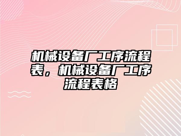 機(jī)械設(shè)備廠工序流程表，機(jī)械設(shè)備廠工序流程表格