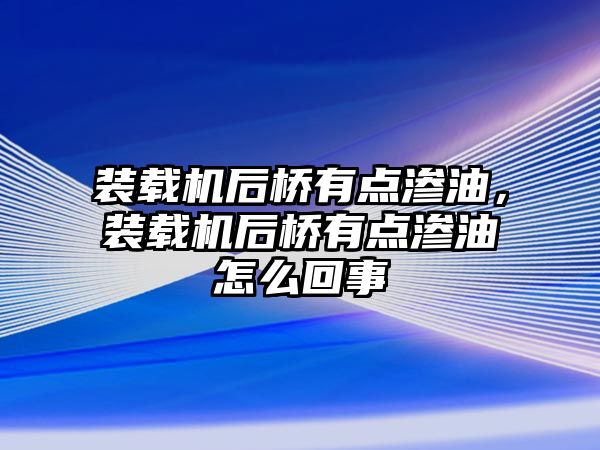 裝載機(jī)后橋有點(diǎn)滲油，裝載機(jī)后橋有點(diǎn)滲油怎么回事