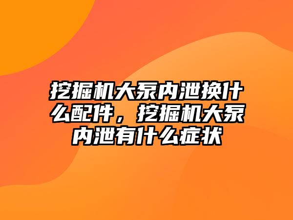 挖掘機大泵內(nèi)泄換什么配件，挖掘機大泵內(nèi)泄有什么癥狀