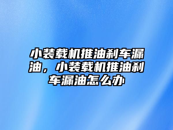 小裝載機(jī)推油剎車漏油，小裝載機(jī)推油剎車漏油怎么辦