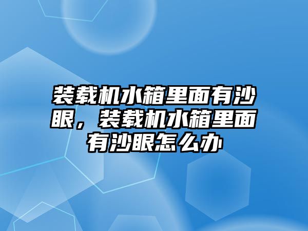 裝載機水箱里面有沙眼，裝載機水箱里面有沙眼怎么辦