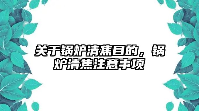 關(guān)于鍋爐清焦目的，鍋爐清焦注意事項