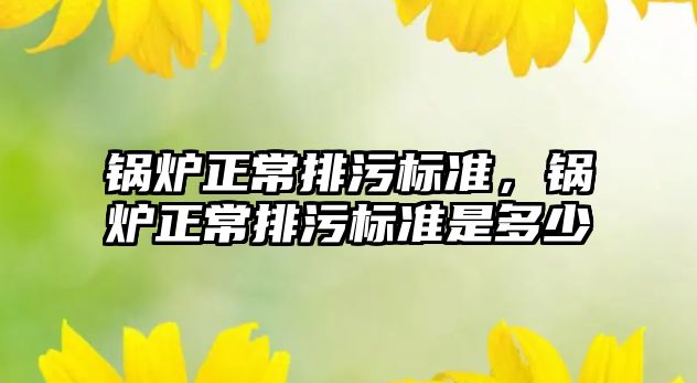 鍋爐正常排污標準，鍋爐正常排污標準是多少