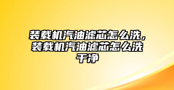 裝載機(jī)汽油濾芯怎么洗，裝載機(jī)汽油濾芯怎么洗干凈