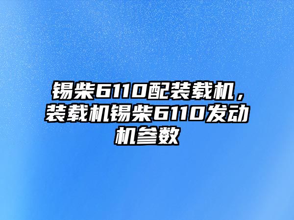 錫柴6110配裝載機，裝載機錫柴6110發(fā)動機參數(shù)