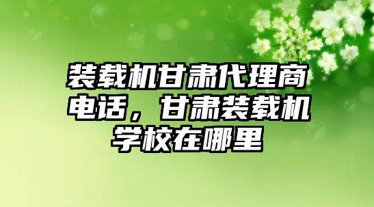 裝載機甘肅代理商電話，甘肅裝載機學校在哪里