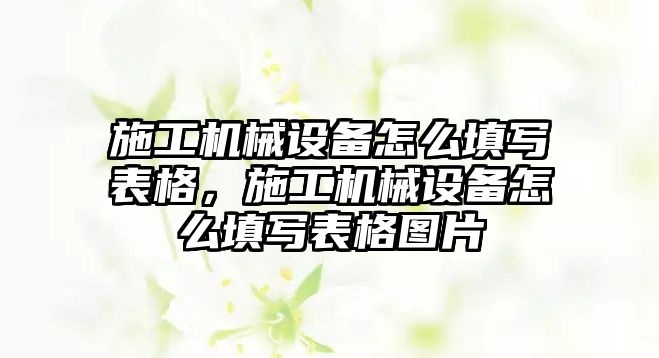 施工機械設(shè)備怎么填寫表格，施工機械設(shè)備怎么填寫表格圖片