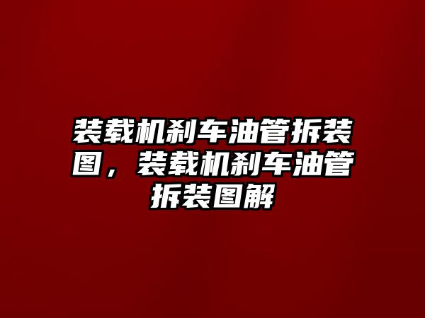 裝載機剎車油管拆裝圖，裝載機剎車油管拆裝圖解