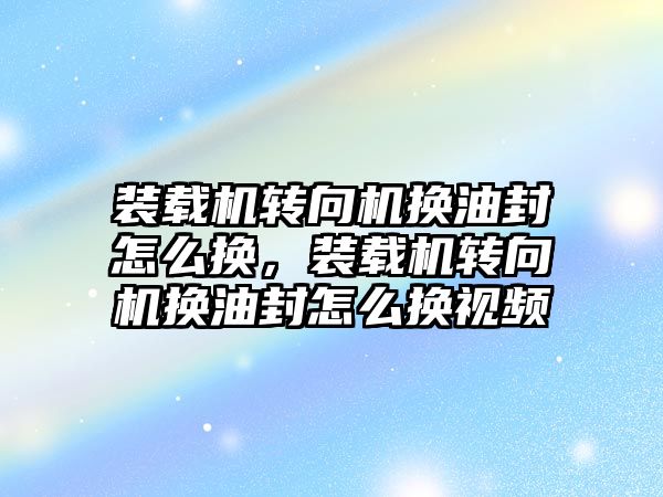 裝載機轉向機換油封怎么換，裝載機轉向機換油封怎么換視頻