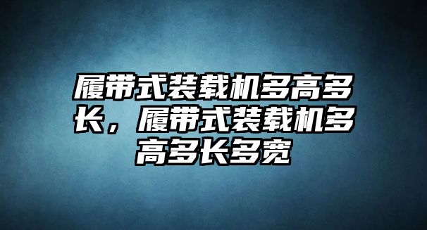 履帶式裝載機多高多長，履帶式裝載機多高多長多寬