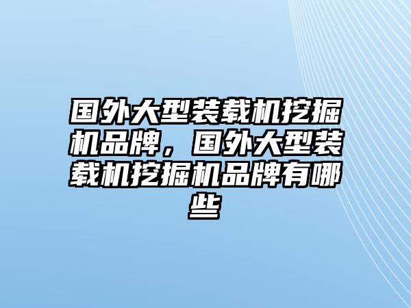 國(guó)外大型裝載機(jī)挖掘機(jī)品牌，國(guó)外大型裝載機(jī)挖掘機(jī)品牌有哪些