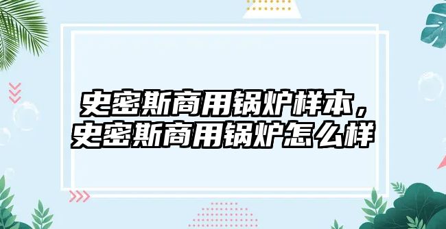 史密斯商用鍋爐樣本，史密斯商用鍋爐怎么樣