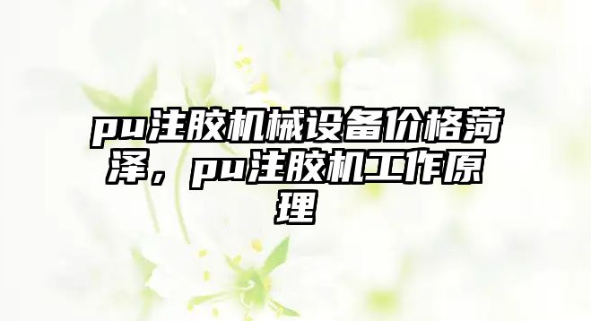 pu注膠機械設(shè)備價格菏澤，pu注膠機工作原理