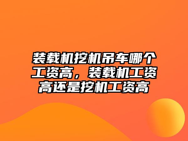 裝載機挖機吊車哪個工資高，裝載機工資高還是挖機工資高