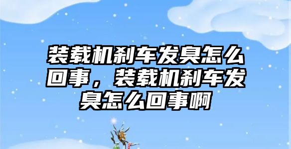 裝載機剎車發(fā)臭怎么回事，裝載機剎車發(fā)臭怎么回事啊