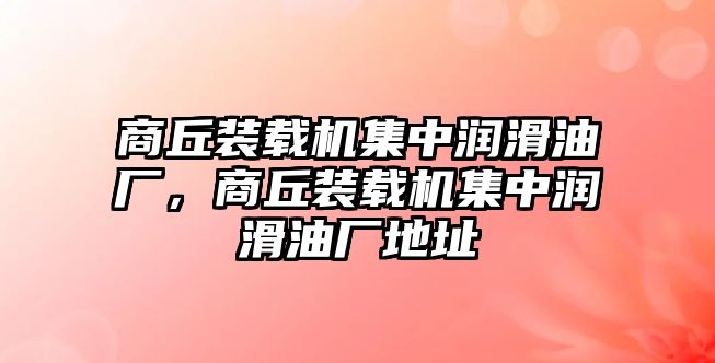 商丘裝載機(jī)集中潤滑油廠，商丘裝載機(jī)集中潤滑油廠地址