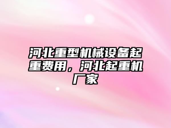 河北重型機械設備起重費用，河北起重機廠家