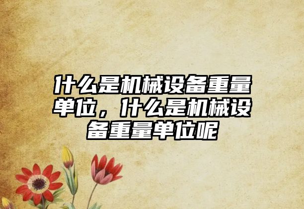 什么是機械設備重量單位，什么是機械設備重量單位呢