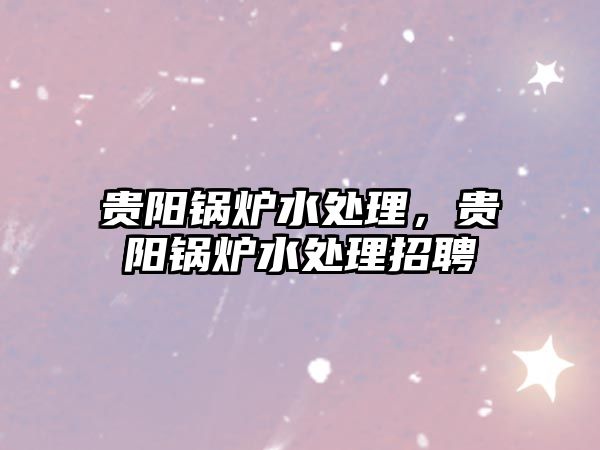 貴陽鍋爐水處理，貴陽鍋爐水處理招聘