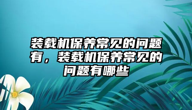 裝載機(jī)保養(yǎng)常見的問題有，裝載機(jī)保養(yǎng)常見的問題有哪些