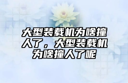 大型裝載機(jī)為啥撞人了，大型裝載機(jī)為啥撞人了呢